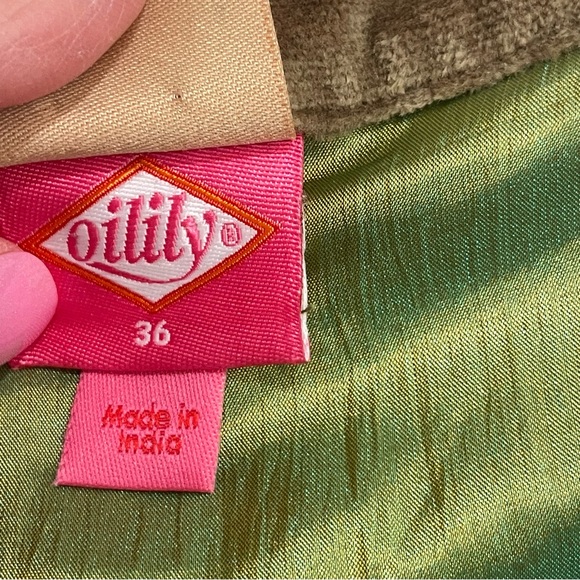 Oilily Velvet Green Embroidered Floral Midi Skirt, Vintage Style, Size 36 (6/S) - Picture 6 of 11